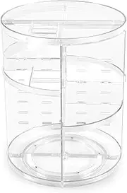 Rotating Makeup Organizer with Adjustable Layers, Spinning Skincare Organizer, 360 Degree Cosmetic Display Case with Brush Holder Perfume Tray, Multi-Function Storage for Vanity Bathroom Countertop