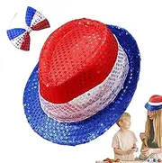 [Generic] 4Th of July Hat and Bow Tie, Fourth of July Red White Blue Hat and Bow Tie, Eye-Catching Photography Props Stage Dancing Clothing for Gathering
