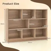 3-Tier Wooden Storage Cabinet with 8 Cubes for Kids, Natural Finish