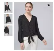 White House Black Tie Front Dot Blouse New With Tags!!!