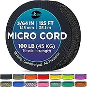 TECEUM Micro Paracord – 1.18 mm X 125 ft – Micro Utility Cord – Thin Braided Paracord Rope – Best for Crafting, DIY Projects, Fishing, Camping – Wind Chime Replacement – Survival Strong String