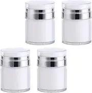 OSALADI 4pcs Airless Pump Jars: Empty Makeup Cosmetic Jar, Acrylic Containers with Pump, Refillable Airless Travel Lotion Jars for Thick Moisturizer, Skincare Cream (30ML)