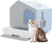 MoNiBloom Covered Litter Box for Kitten, 17-Inch Modern Covered Cat Toilet with Litter Catcher Mat, Easy Cleaning Slide-Tray Cat Litter Enclosure for Small Cats Under 10 Lbs