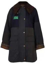 Barbour X Ganni Burghley Panelled Waxed Jacket - Navy - 8 (UK8 / S) 8 (UK8 / S)