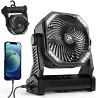 Camping Fan with LED Lantern, 20000mAh Rechargeable Battery Operated Outdoor ...