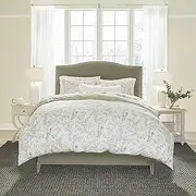 [Laura Ashley] Home - Queen Duvet Cover Set, Cotton Reversible Bedding with Matching Shams, Medium Weight Bedding for All Seasons (Lindy Green, Queen)