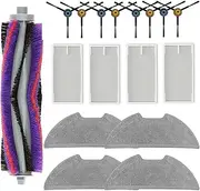 Replacement Parts for Eureka E10s E20 Plus Robot Vacuum Cleaner,1 Main Brush,4 Hepa Filters,4 Mop Pads,8 Side Brush Accessories Kit