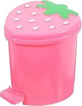 Kisangel Mini Strawberry Trash Can Desktop Garbage Container Cute Household Trash Can for Car Desk Bathroom, Pink