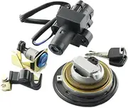 YCBFGAZATK Motorcycle Ignition Switch Fuel Gas Tank Cap Cover Seat Lock Key Set Kit Fit for Honda XRV750 Africa Twin VTR1000 OEM:35100-MY1-007