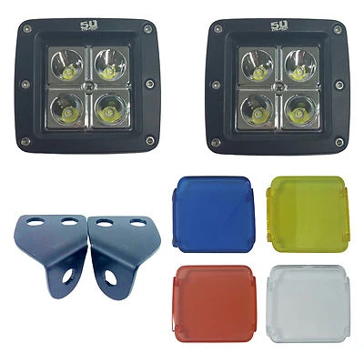 2" Pod LED Lights & Brackets with Covers Polaris RZR XP1000