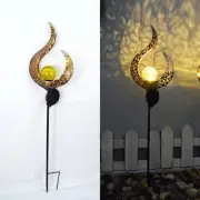 Ground Plug Solar Lawn Lamp Moon/flame Retro Hollow Landscape Projection Lamp