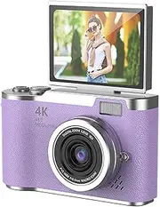 4K Digital Camera for Photo, Portable Retro Camera with Flip Screen, Compact Retro Camera for Outdoor (Purple 1 Set)
