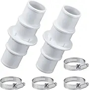 2pcs Pool Hose Connectors,with 4 Hose Clamps 1-1/4" or 1-1/2" Pool Hose Adapter,Pool Pump Hose Connector Set,Hose Connector for Swimming Pool Vacuums, Cleaners or Filter Pump Hoses