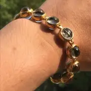 Natural Sericho Pallasite Meteorite Perfect Bracelets Plat Stainless Steel Frame