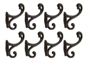 8 Large Rustic Cast Iron Coat Hooks, Wall Hooks, Hall Tree, Entry Way, Vintag...
