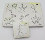 NEW Woolworths Interiors Herbs Corkbacked 4 Hard Placemats and Coasters Sets UK