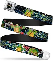 [Buckle-Down] Seatbelt Belt - Classic TMNT Turtles Pose12 COWABUNGA! Pop Art - 1.5" Wide