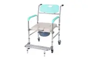 Orthonica Commode Chair With Castors Aluminium Frame Footrest Soft Push Handles