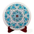 16" marble corner side table top semi precious stones inlay home decor