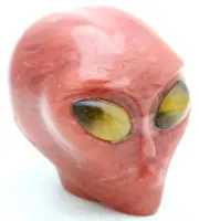 XL Unique RED Quartz ALIEN SKULL Head with TIGER EYE Gemstone Eyes Art SCULPTURE