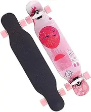 Sports Longboard Skateboard, 42" 9-Layer Maple Double Tilt Magic Castle Pattern Brush Street Dance Board Suitable for Beginners Adults with 6 Practical Gifts