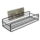 Wall Mounted Rack Black Floating Shelf Small Bathroom Towel Hook Rack