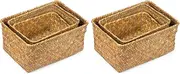 6X Seagrass Storage Basket, Multisize Handmade Rattan Shelf Baskets & Bins Baskets for Decoration