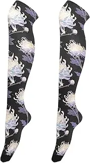 [FRODOTGV] White Chrysanthemum Flowers Women's Over-Knee Socks Anti Slip Extra Long Knee Boot Stockings for Women High Thigh Socks, Chrysanthemum Flowers