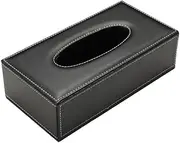PU Leather Tissue Box Cover Home Car Napkin Toilet Paper Holder Case Black