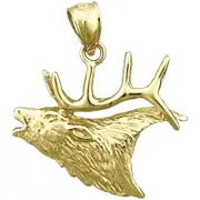 14K Gold Moose Head Pendant
