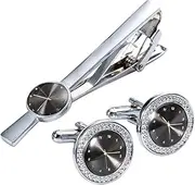 DRBASJHFO Classic Tie Clips,Necktie Bar Pinch Clip, Sliver Wtach Cufflinks Necktie Clip for Tie Pin for Mens Gift Classic Pattern Tie Bar Cufflinks Tie Clip