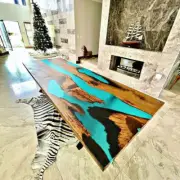 Epoxy Table Blue Resin Table, Epoxy Dining Table Kitchen Epoxy Tables Decors