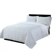 Embossed Comforter Set Bedspread 2 Pillowcases Queen King Size Coverlet White