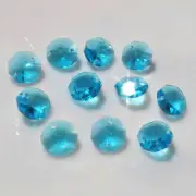 50pcs Sky Blue 14mm Glass Crystal Octagon Beads Chandelier Parts Decoration DIY