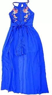 Girls My Michelle Royal Blue Floral Jumpsuit Sizes 7 - 16