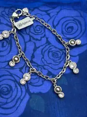 Brighton Infinity Sparkle Crystal Charm Bracelet + Fabric Pouch Was $58