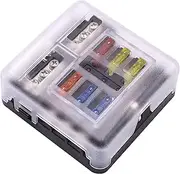 6 Way Blade Fuse Box, Upgraded 12V Fuse Holder Standard Circuit Blade Fuse Block with LED Indicator, Marine Fuse Panel Waterproof for Car Boat Truck RV