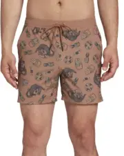 NWT Alpine Design Men’s Make Waves Water 5” Shorts Alligator Sz M Brown Graphic