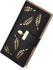 Cartera para Mujer Billetera Porta ID Tarjetas de Crédito Bolso de Mano, Negro