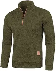 [Generic] Mens Mock Neck Quarter Zip Sport Shirts Slim Sweatshirts Athletic Jogging Sweatshirts Winter Thermal Basic Sweater