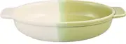 Banko Ware 05756 Half & Half Gratin Dish, Green, Diameter Approx. 8.9 inches (22.5 cm), Microwave Safe, Made in Japan