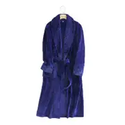 Nevenka Warm Soft Plush Robe with Pockets for Unisex-Navy Blue
