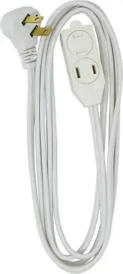 Indoor Flat Plug Extension Cord, 3 Foot Cord, 3 Polarized Outlets, 125 Volts,