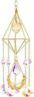 AWARDSEN Yellow Sun Catcher Crystal, Citrine Sun Catcher, Garden Decoration, Healing Crystals, Suncatcher, Rainbow Suncatcher, Window Hanging Decoration for Spiritual Gifts