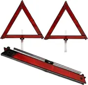 JUMPLAWN 3pcs Reflective Safety Triangle Emergency Road Warning Sign for Vehicle Visibility Portable Design for Nighttime Adverse Weather Conditions Compact Stable Roadside Safety Tool