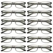 12 PK Mens Metal Frame Spring Hinge Blue Light Blocking Reading Glasses Readers