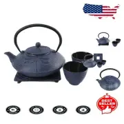 27oz Stovetop Safe Dragonfly Cast Iron Teapot Set with Cups - Timeless Elegance