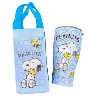 PEANUTS 900ml曲線杯保溫提袋組(OXO)1組入 Snoopy 史努比【小三美日】DS017544