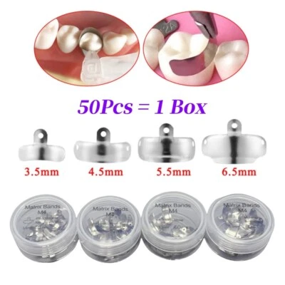 Dental Sectional Contoured Matrix Bands Metal Matrices Resin Clamp 50Pcs