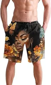 [XYMZR] African Woman Butterflies Men's Swim Trunks Quick-Dry Bathing Suit Swimming Board Shorts S